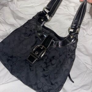 Vintage Coach Legacy Black Signature Shoulder Bag